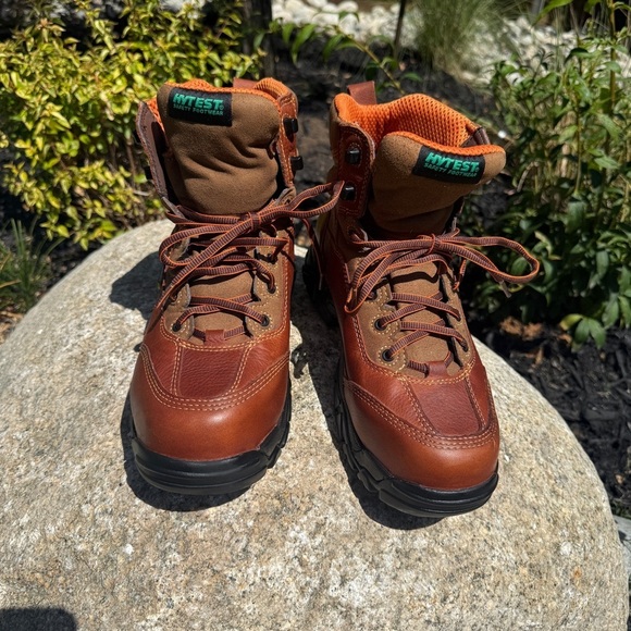 Hytest Men's 6" Waterproof Leather Composite Toe Work Boots Brown 8.5 Heavy Duty - Picture 2 of 10